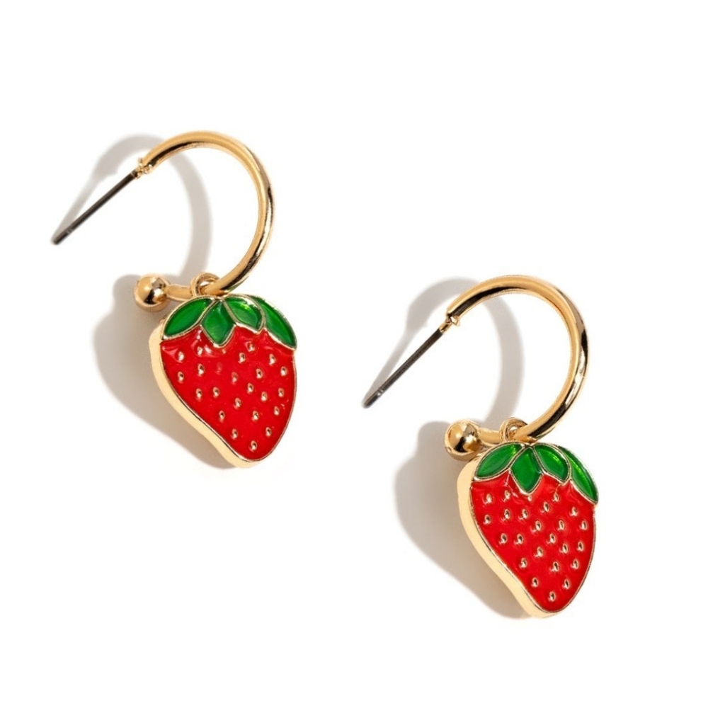 Strawberry Gold and Red Earrings